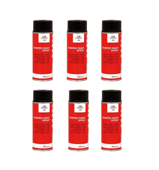 Conf. 6 Pz. Carsystem Bumper Paint Spray  | Vernice per materie plastiche 400 ml | Tot. 2,4 Lt.